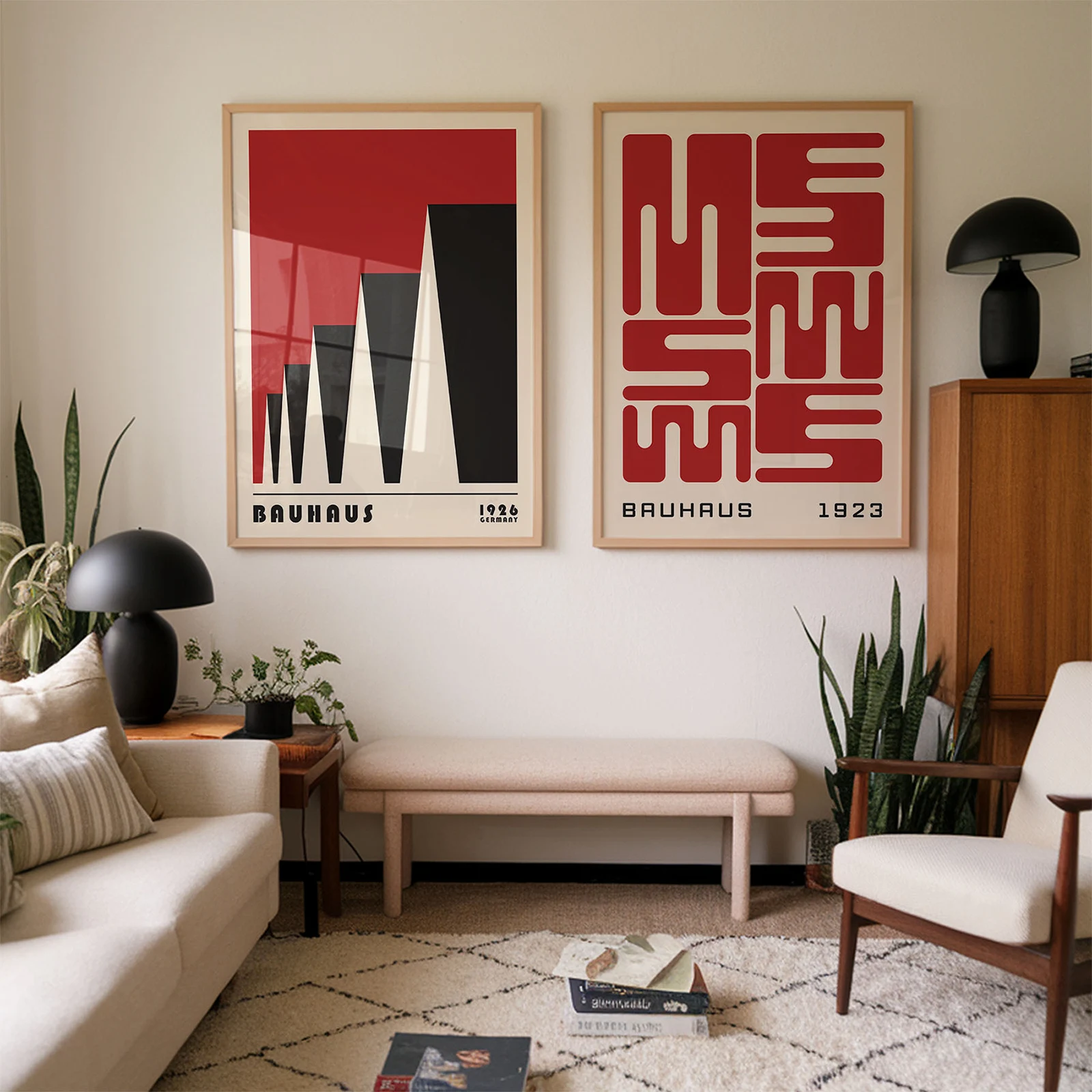 Bauhaus 2 Piece Wall Art Set – Geometric Retro Prints