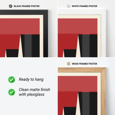Frame options for red and black Bauhaus wall art set of two