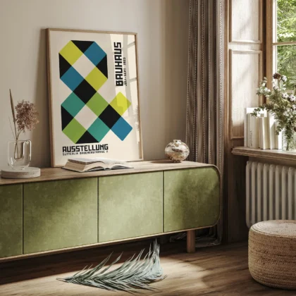 Bauhaus 1923 Print – Green Geometric Block