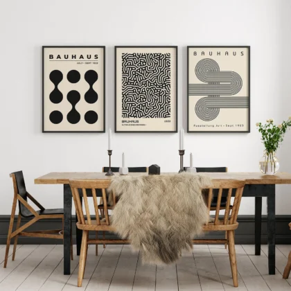 Bauhaus Print Set of 3 – Black Composition