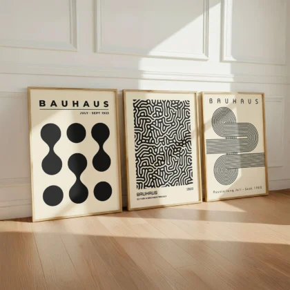 Bauhaus Print Set of 3 – Black Composition
