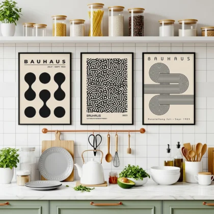 Bauhaus Print Set of 3 – Black Composition