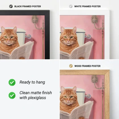 Cat on Toilet – Funny Bathroom Wall Art