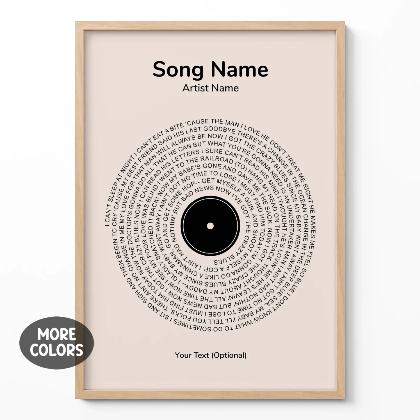 Personalised Song Lyrics Poster
