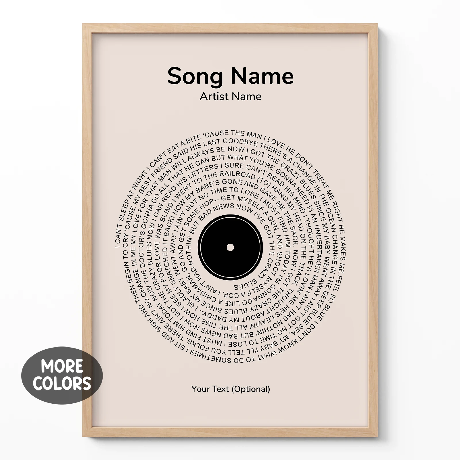 Personalised Song Lyrics Poster Personalised Song Lyrics Poster - Image 1