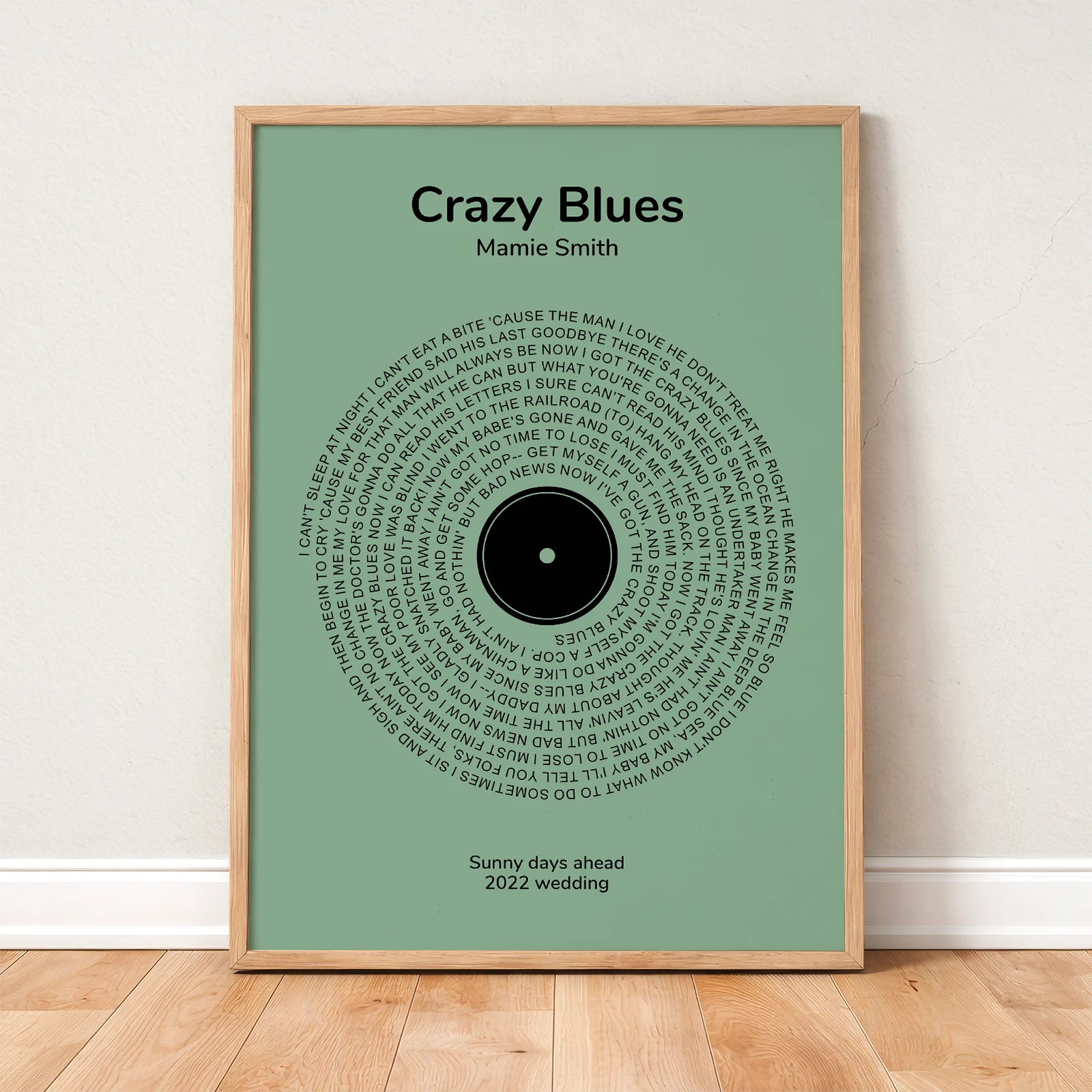 Personalised Song Lyrics Poster