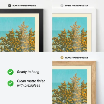 Kawase Hasui poster in frame options – black, white, wood, clean matte finish