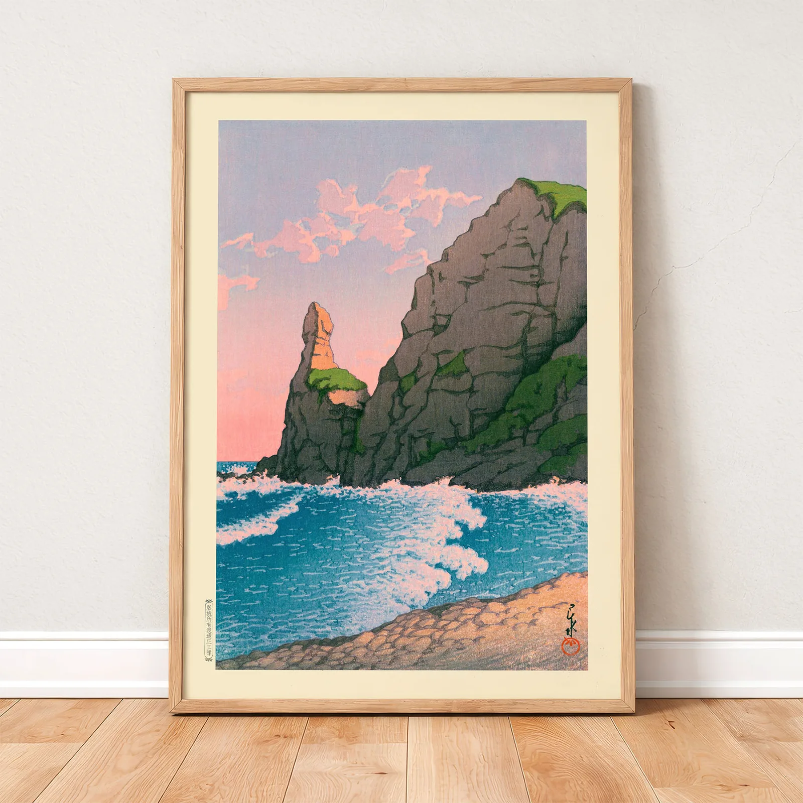 Kawase Hasui Woodblock Print – Setakamu Rocks in Shiribe