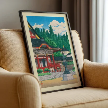 Raudonoji šventykla – Hasui Kawase paveikslas