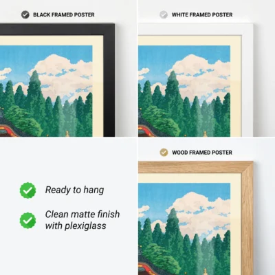 Kawase Hasui art print in black, white and wood frame options with matte finish