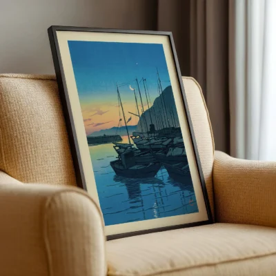 Retro Japanese Poster – Kawase Hasui Morning in Beppu Print - Image 3