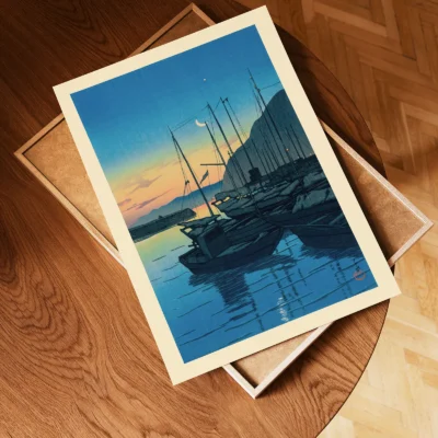 Retro Japanese Poster – Kawase Hasui Morning in Beppu Print - Image 5