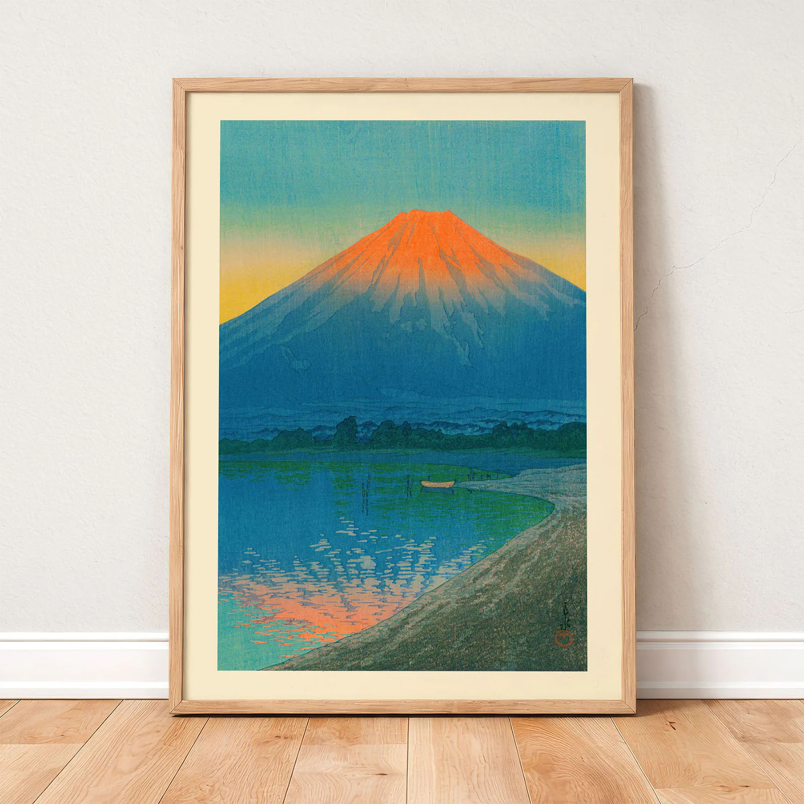 Japanese Print – Kawase Hasui Daybreak Over Lake Yamanaka
