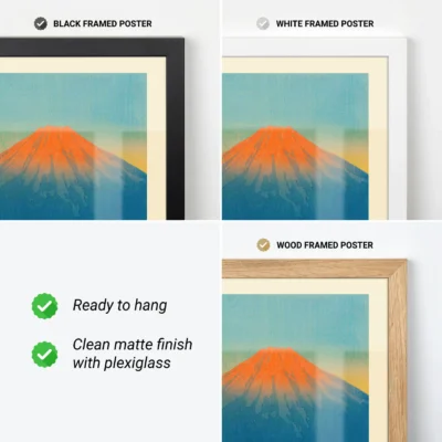 Japanese print in black, white and wood frame options with clean matte finish