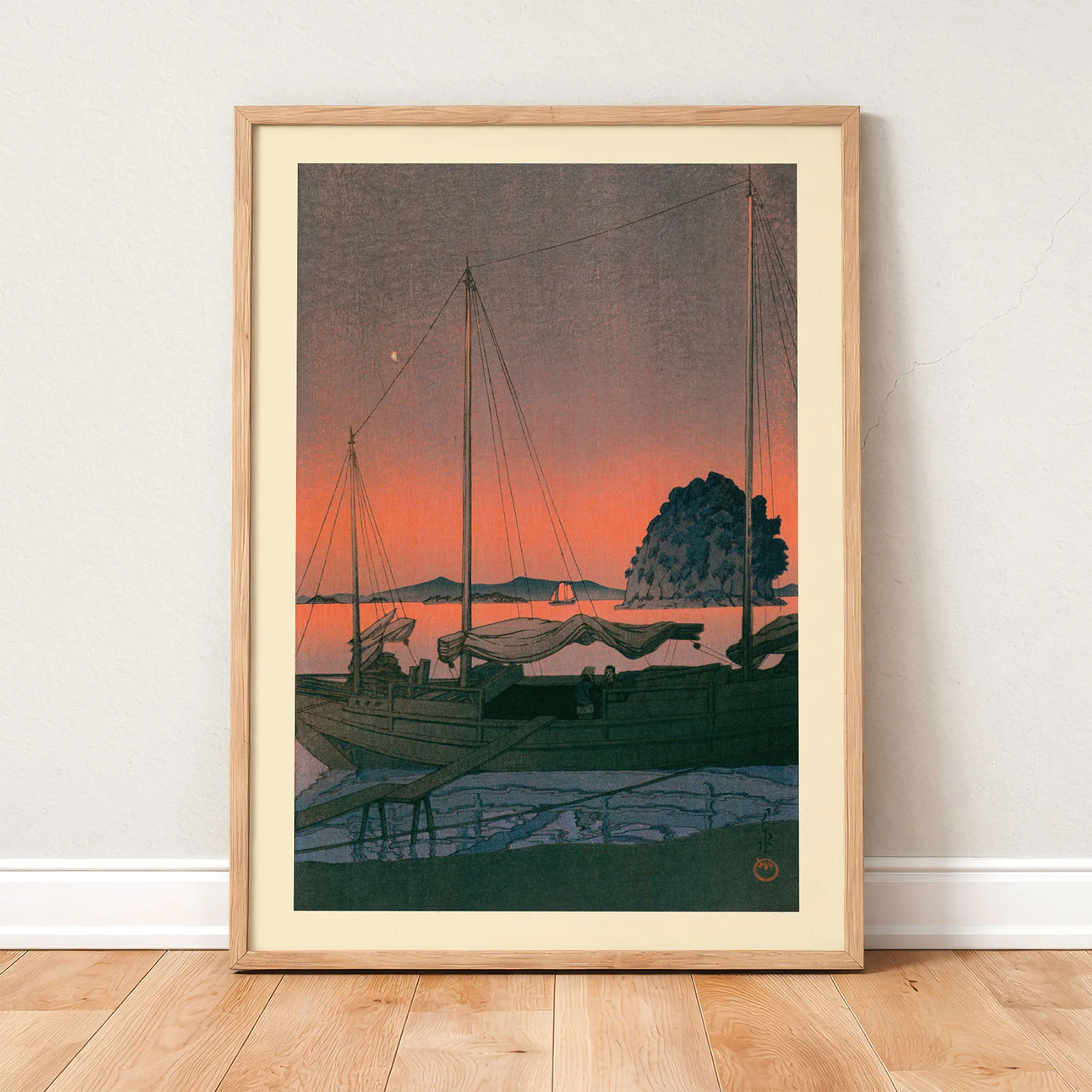 Japanese Poster – Kawase Hasui Harbour Sunset Print