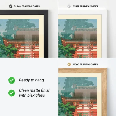 Japanese wall art in black, white, and wood frame styles with clean matte finish