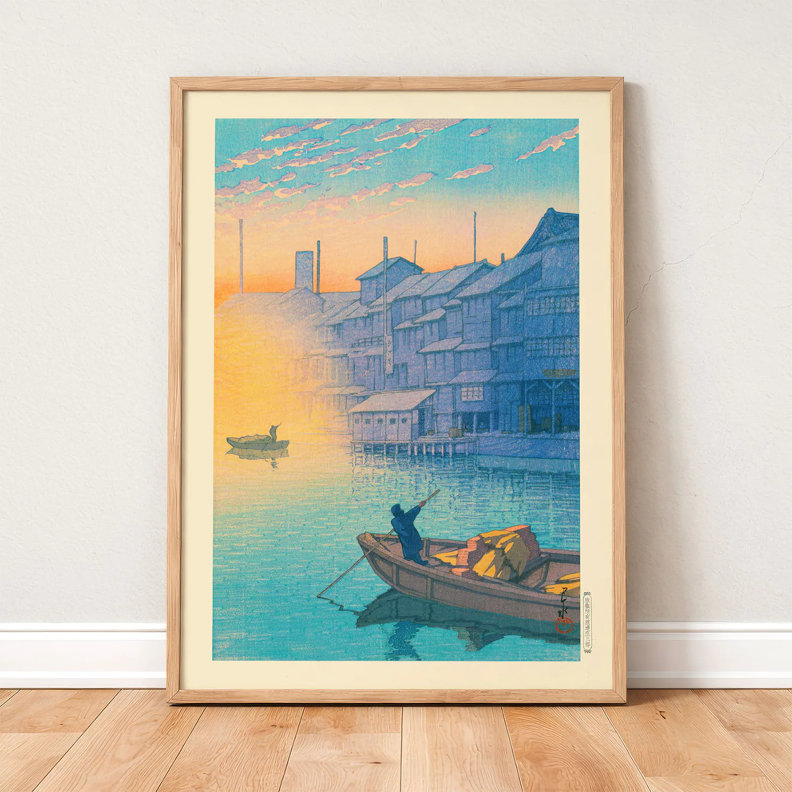 Japanese Retro Poster – Kawase Hasui Morning at Dotonbori