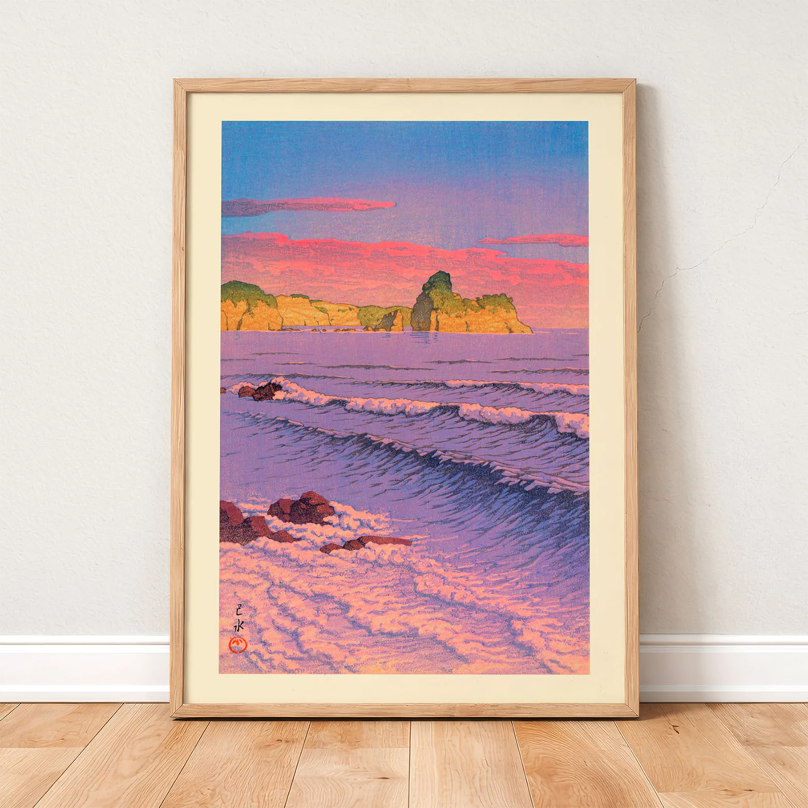 Kawase Hasui Poster – Morning Sea at Shiribeshi