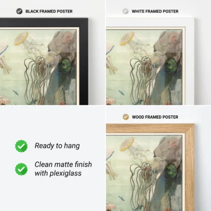 Sea life wall art sea anemones poster frame options black white wood