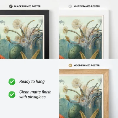 Marine life wall art starfish ocean poster frame options black white wood