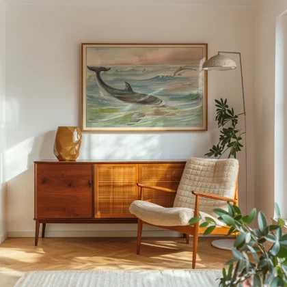 Dolphin poster retro ocean wall art