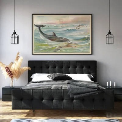 Dolphin poster nautical wall decor print