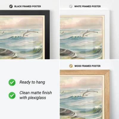 Dolphin poster framed ocean wall art