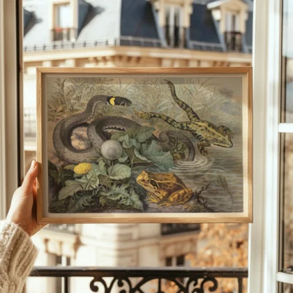 Frog poster retro reptile wall art