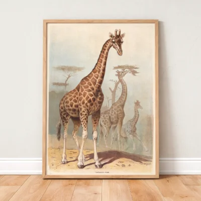 Giraffe print antique wildlife wall decor