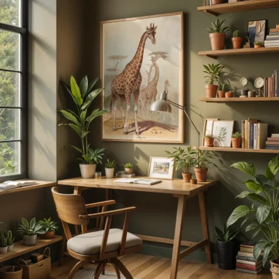 Giraffe print safari wildlife wall decor