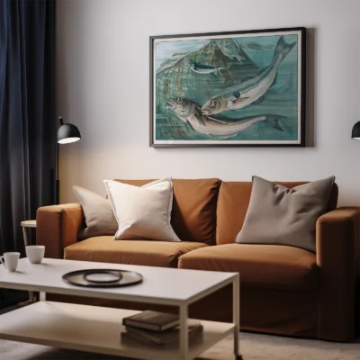 Mackerel print nautical wall art poster