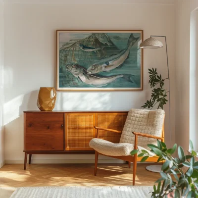 Mackerel print coastal fish wall decor