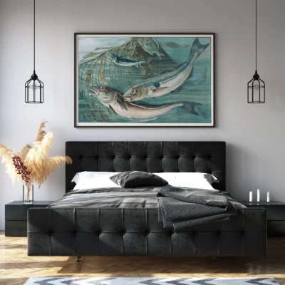 Mackerel print vintage nautical wall decor