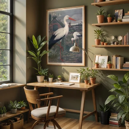 Stork poster botanical wildlife wall decor
