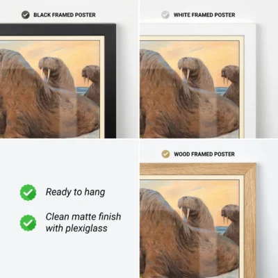 Walrus poster vintage arctic animal wall art frame options