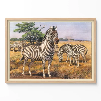 Zebra poster vintage savanna wall art