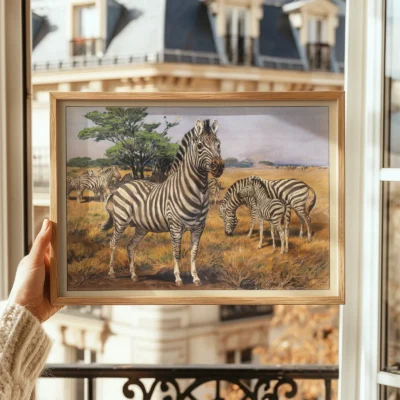 Zebra poster vintage animal wall print