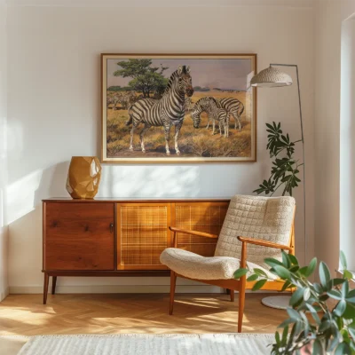 Zebra poster retro wildlife wall art