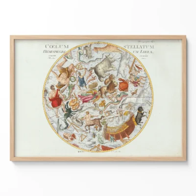 Celestial map poster vintage framed wall art