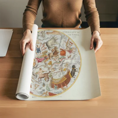 Celestial map poster rolled art print