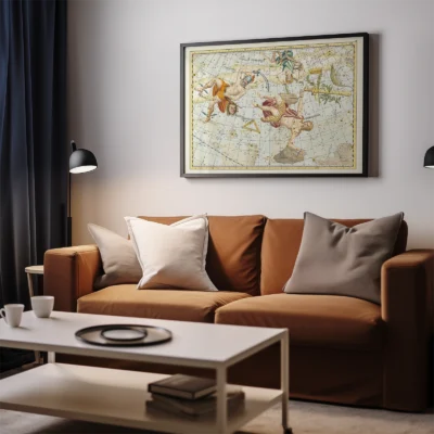 Vintage constellation map living room wall decor