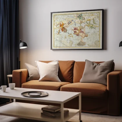 Vintage constellation map living room wall decor