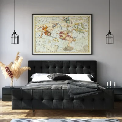 Vintage constellation map bedroom wall art