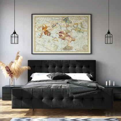 Vintage constellation map bedroom wall art