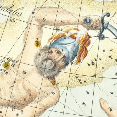 Vintage constellation map zodiac detail print