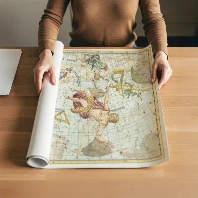 Vintage constellation map rolled art print