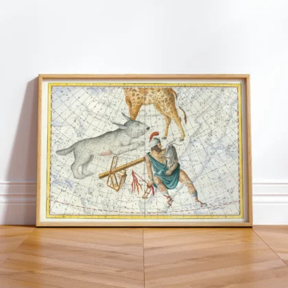 Antique celestial map framed wall print