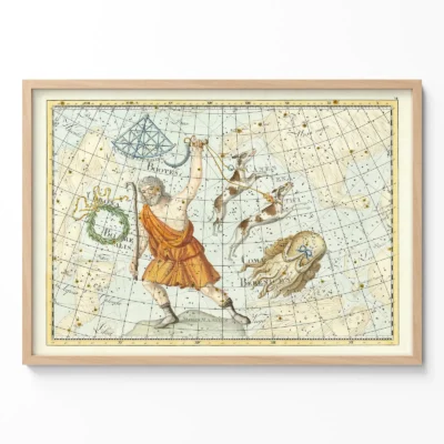 Bootes constellation vintage wall art poster