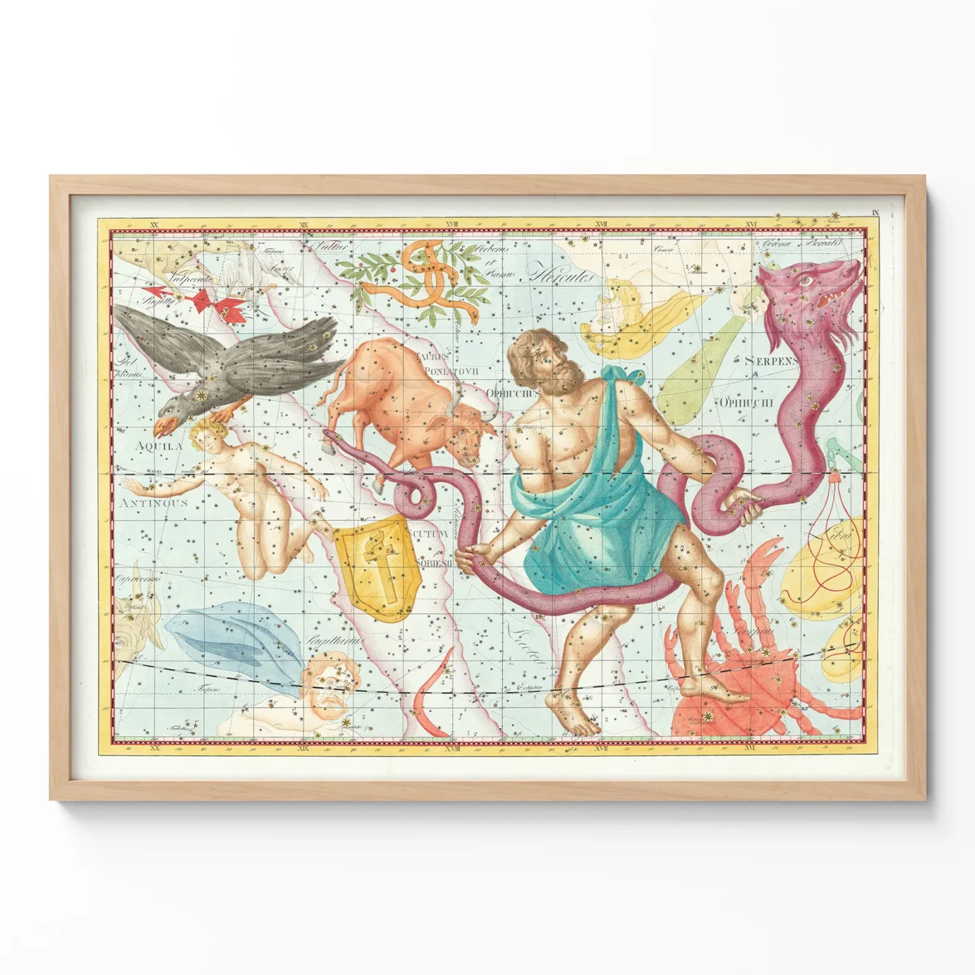 Ophiuchus constellation vintage wall art poster