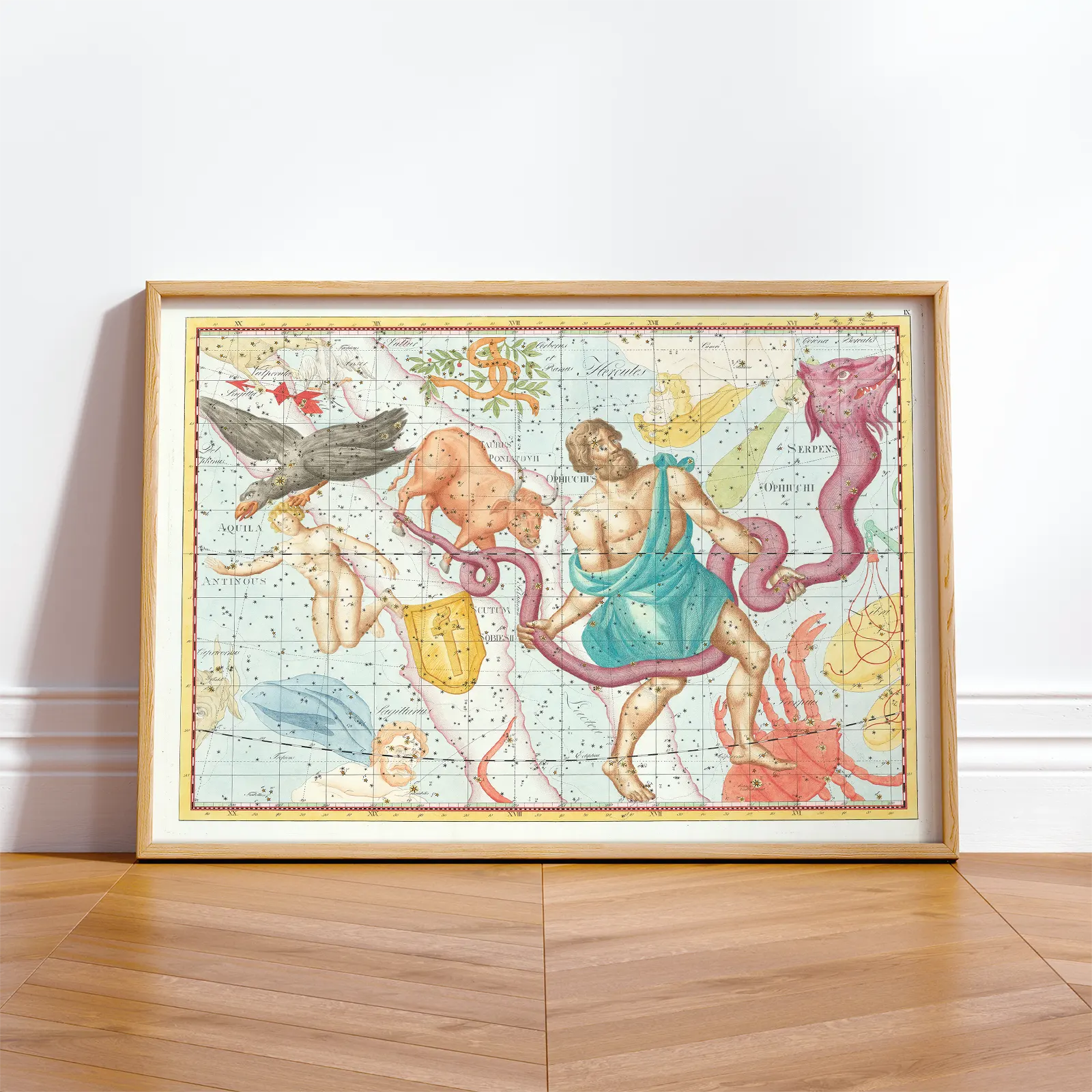 Ophiuchus Constellation Poster – Antique Celestial Wall Art
